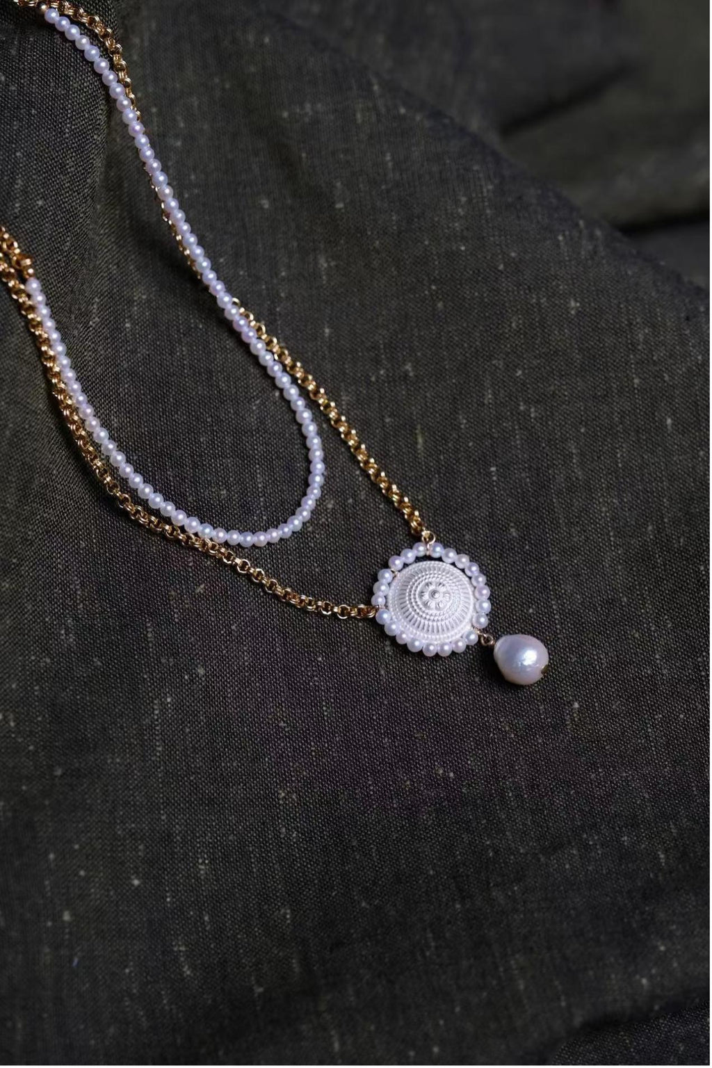 Helianthus Double-Layer Pearl Necklace