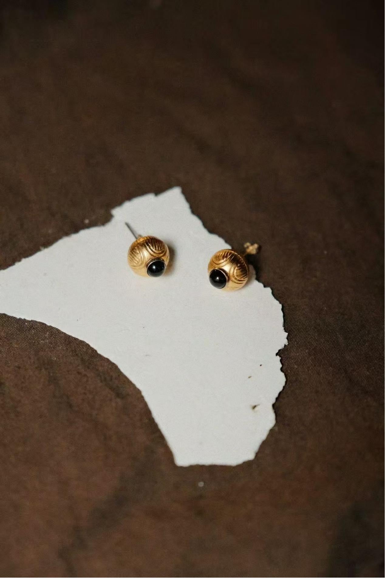 Petite Black Onyx Stud Earrings