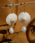 Flower Pearl Drop Earrings