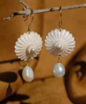 Flower Pearl Drop Earrings