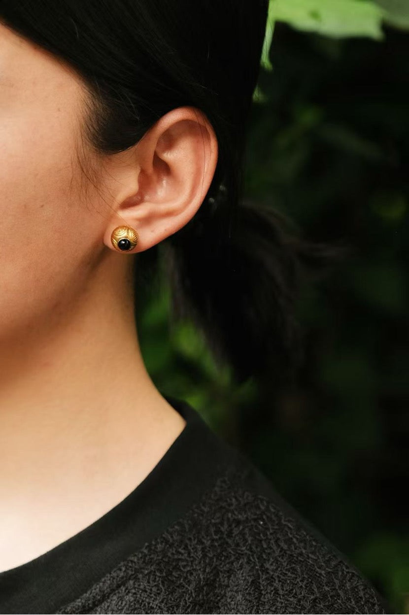 Petite Black Onyx Stud Earrings