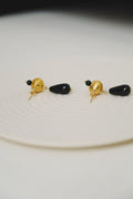 Black Onyx Teardrop Stud Earrings