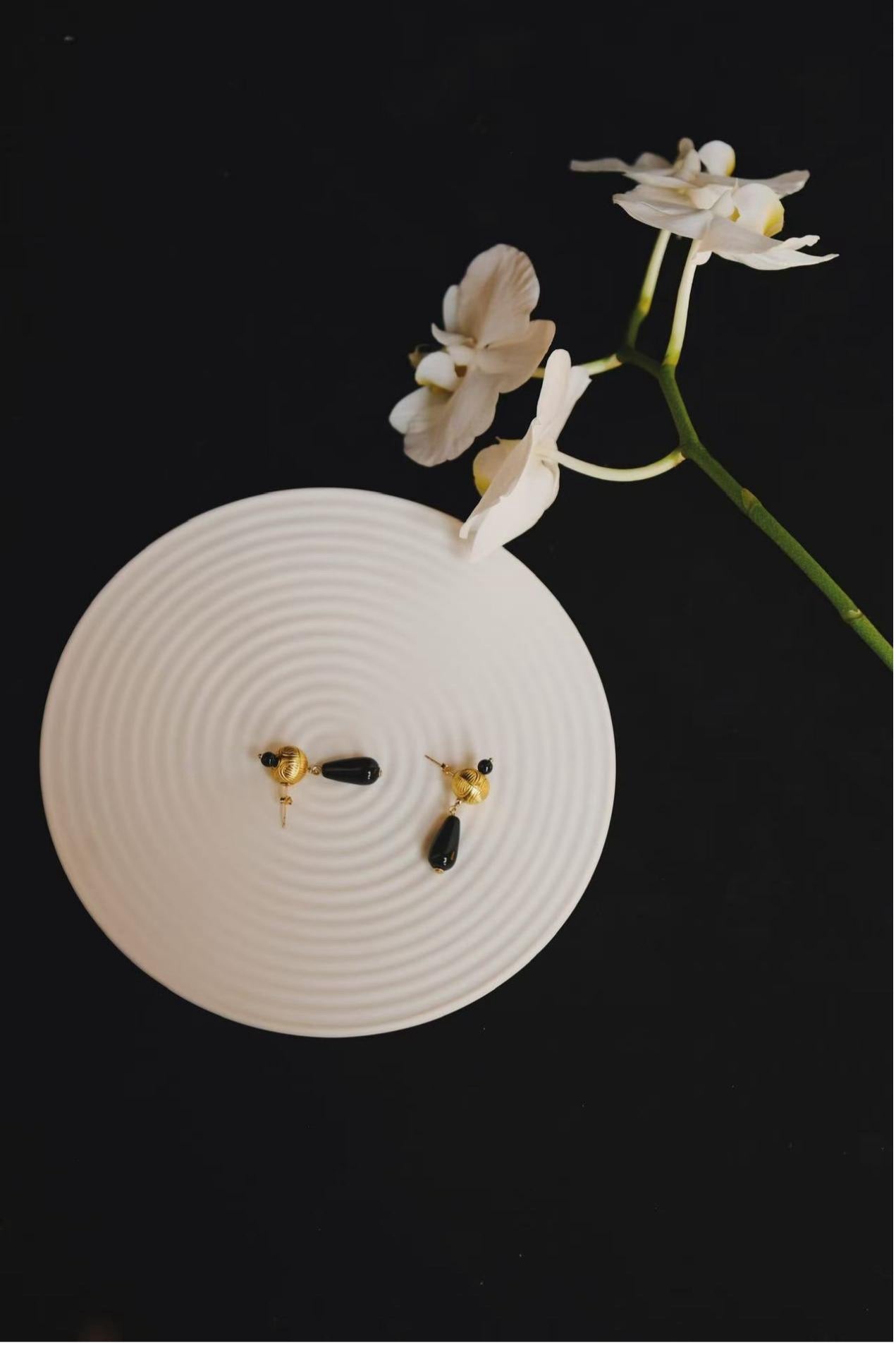 Black Onyx Teardrop Stud Earrings